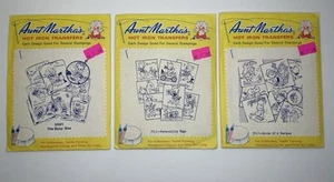 Aunt Martha's Hot Iron Transfers Unused Vintage Embroidery Patterns Lot Of 3 - Picture 1 of 9