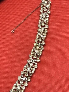 VINTAGE CORO SIGNIERT SILBERFARBEN KLAR KRISTALL STRASS ARMBAND 7" LANG - Bild 1 von 10