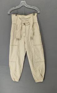 Ulla Johnson Damen Hose S creme Paperbag hohe Taille Bindegürtel Fallschirmtaschen - Bild 1 von 21