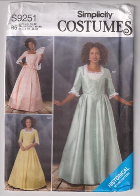 9251 SIMPLICITY - COSTUME: 2 Bodices & SKIRT - Sz: 14/16/18/20/22 - Image 1 of 2