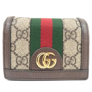 Authentische Gucci Sherry Ophidia faltbare Geldbörse GG Supreme Leder braun 523155 Kostenloser Versand - Bild 1 von 12