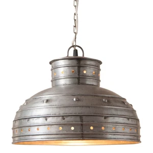 Irvin's Country Tinware Breakfast Table Pendant in Brushed Tin - Picture 1 of 3
