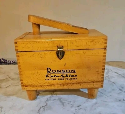 Juego de pulidor eléctrico magnético vintage Ronson Roto Shine estuche de madera caja Foto 1 de 4