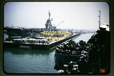 Navy USS Oriskany arrives at NAS Alameda California 1950's, Kodachrome Slide k7b