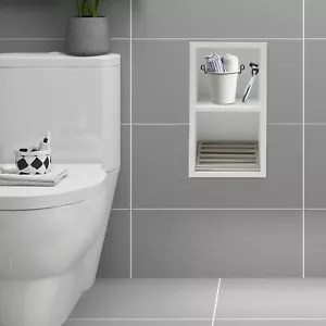 2 Tiers Stainless Bathroom Recess Recessed Storage Cabinet Wall Recessed Cabinet - Picture 1 of 16