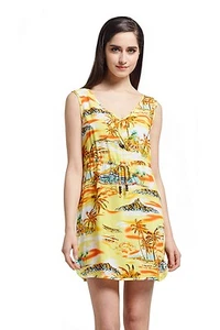 Abito Luau tunica sbornia hawaiana slip on con cravatta in scenario giallo tramonto - Foto 1 di 4