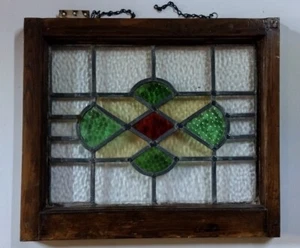 Antique Stained Glass Window, 21" x 17.5" - Picture 1 of 6