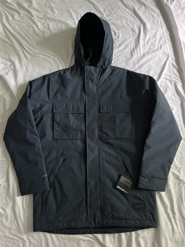 Eddie Bauer Men's Rainfoil Insulated Parka NWT Medium Navy Weatheredge $199 MSRP - Image 1 of 4