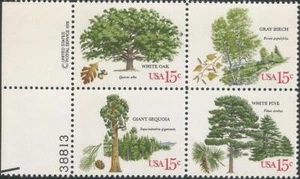 Plate Block of 4 stamps - Scott 1764-67 - 15 cent - American Trees - 1978 - MNH - Picture 1 of 1