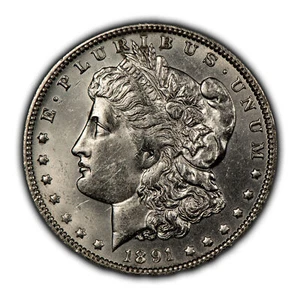 1891-O $1 Morgan Silver Dollar - UNC Dets Semi Key Date - SKU-D5899 - Picture 1 of 8