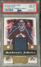 Patrick Roy 2010 SP Game Used Authentic Fabrics GOLD /100 PSA 8 NM - MINT