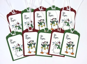 Stampin’ Up! Geschenkanhänger Weihnachten Schneemann Pinguin Geschenkanhänger Handarbeit Geschenkanhänger - Bild 1 von 1