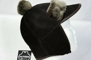 4 Colors UNISEX KIDS REAL SHEEPSKIN SHEARLING LEATHER Hat Winter BOYS GIRLS, NWT - Picture 1 of 12