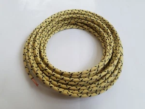 5 feet Vintage Braided Cloth Covered Primary Wire 16 gauge 16ga Yellow Black Cr - Picture 1 of 3