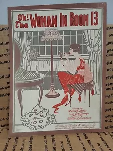 1919 "Oh! The Woman In Room 13" Sheet Music Barbelle Cover - Picture 1 of 2