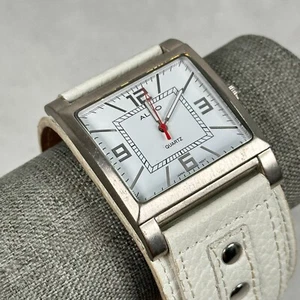 Aldo Watch Mens 40mm Square White Dial Cuff Band Silver Tone Quartz New battery - Picture 1 of 10