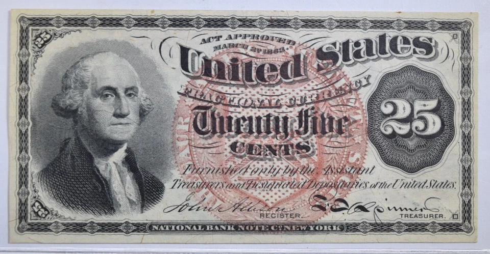 FRACTIONAL CURRENCY ~ FR 1302 4th ISSUE 25 CENTS ~ BRIGHT! ~ CRISP UNCIRCULATED! - Image 1 of 2