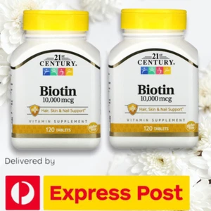 21st Century Biotin 10,000 mcg 2 x 120 Tablets. 240 day / 8 month supply-EXPRESS - Picture 1 of 12