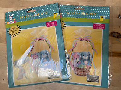 2 Easter Basket Shrink Wrap 24  X 30  4 Accent Ribbons Baskets Both Clear • 9.36€