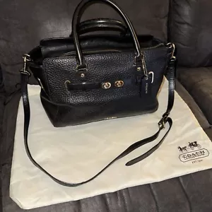 BORSA COACH F55665 BLAKE CARRYALL PELLE DI CIOTTOLI piscina nera borsa a mano - Foto 1 di 15