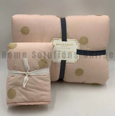 Pottery Barn Teen Emily Meritt Gold Polka Dot Twin Quilt 1 Standard Sham #Z1325 - Изображение 1 из 4