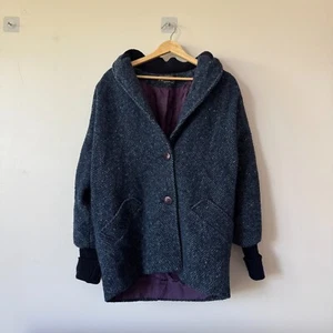 Vintage Mantel Damen L Pharoah Overcoat Schalkragen Tweed Wolle Scheunenmantel 70er 80er - Bild 1 von 6