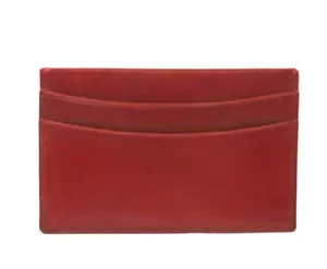 Business Credit Card Case Slim Leather Dark Red NEW - Picture 1 of 6