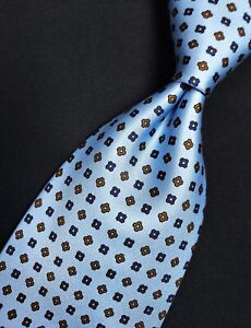 Seaward & Stearn Sky Blue Floral Printed English All Satin Glossy Silk Neck Tie