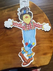 Halloween Scarecrow Die-Cut Card Stock Double Sided Amscan 1990 Retro Vintage - Picture 1 of 2