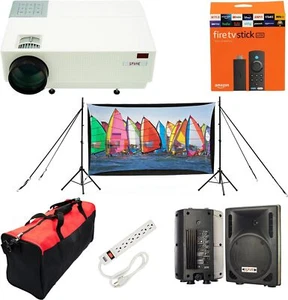 Projector with 9' Screen,Sound System and other package kit - Picture 1 of 5