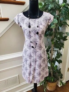 Boden Lilac White Floral 100% Silk Round Neck Sleeveless Knee Length Dress 8 - Picture 1 of 12