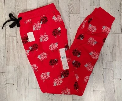 Secret Treasures Pajama Pants M & L Jogger Flannel Red Sheep Snowflakes Sleep - Image 1 of 4