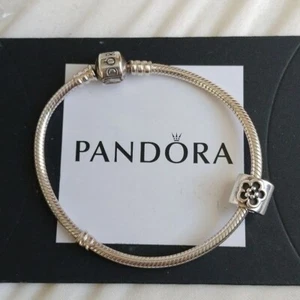 Pulsera Pandora Plata Esterlina Starter Cadena Serpiente con Cuentas Flor de Margarita - 790187 - Imagen 1 de 9