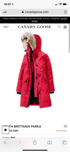 CANADA GOOSE Cappotto rosso Canada oca nuovo con etichette età 14 16. Cappotto viene fornito con scatola sacchetto polvere