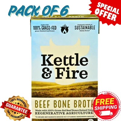 Caldo de hueso de carne de res 100 % regenerativo para hervidor de agua y fuego 16,9 OZ paquete de 6 Foto 1 de 2