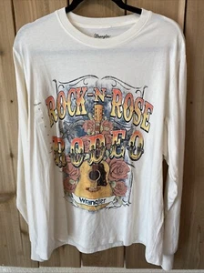 Wrangler Rock N Rose Rodeo Weiß Langarm Top Gr. M Neu ohne Etikett - Bild 1 von 3