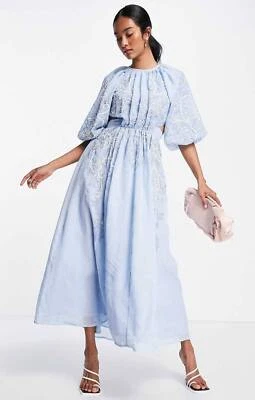 ASOS женщин синий Midi платье молнии застежки RRP £160 - Изображение 1 из 4