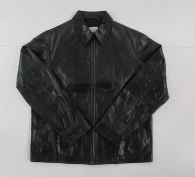 Chaqueta de cuero Armani Collezioni para hombre 100 % piel de becerro negra cremallera completa 42 #VT625 Foto 1 de 4