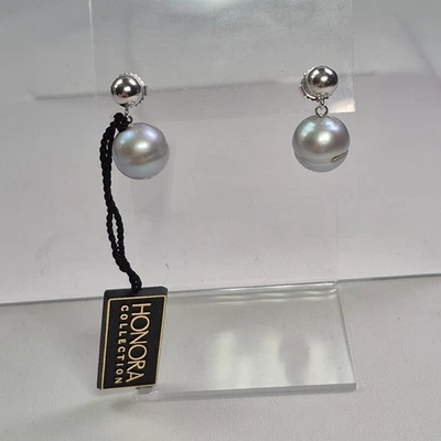 Pendientes colgantes modernos Honora de plata de ley 925 gris azulado perlas nuevos con etiquetas Foto 1 de 4