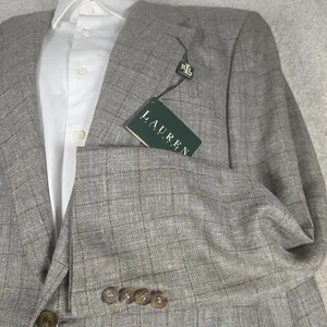 Blazer Lauren Ralph Lauren Para Hombres 43T Marrón A Cuadros Seda Lino Lana Abrigo Deportivo Nuevo con Etiquetas - Imagen 1 de 11