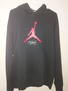 Nike Air Jordan Flight Hoodie Large Jumpman Athletic Fleece Black Red White - Picture 1 of 6
