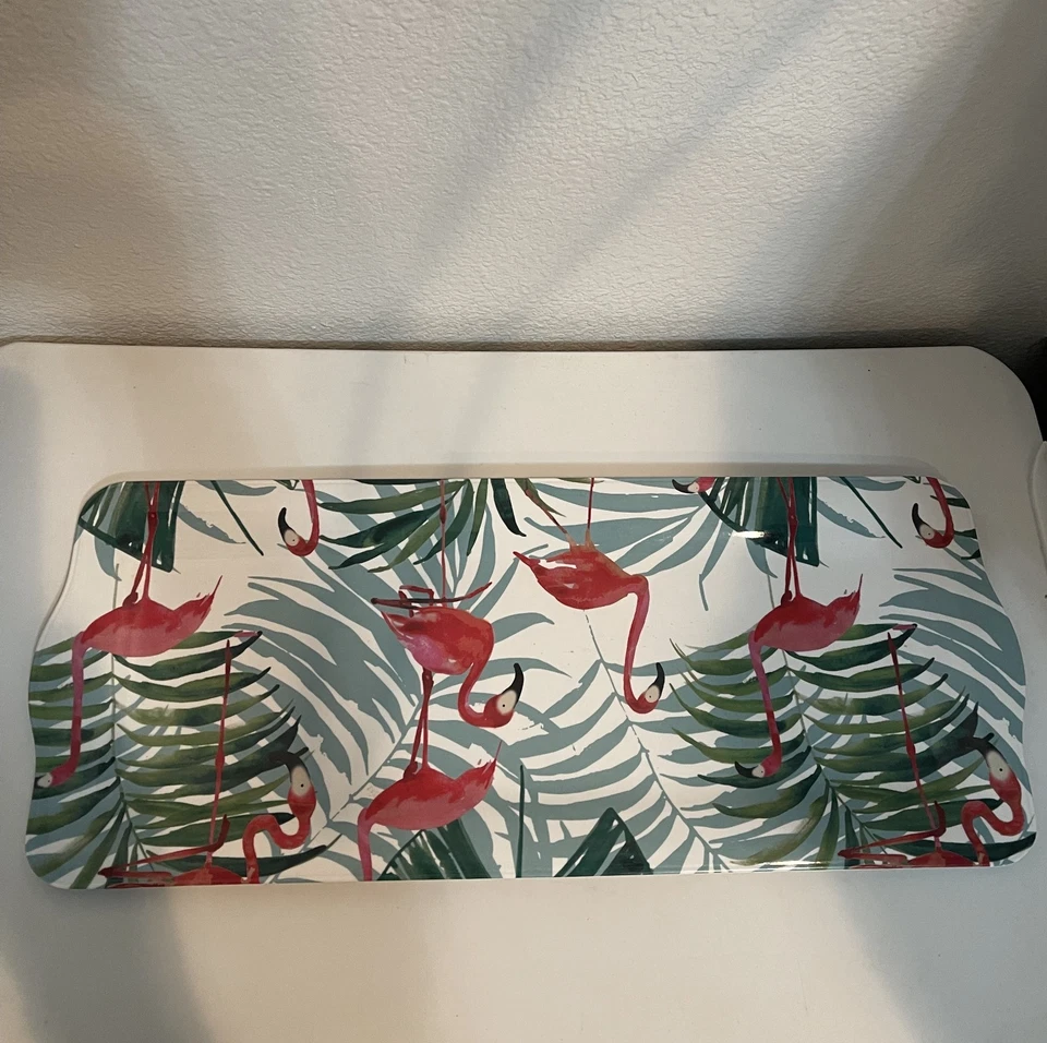 Bandeja para servir Cynthia Rowley rosa flamencos tropical MELAMINA 7,5x18 Foto 1 de 4