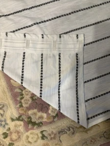 1 IKEA Curtain Panel Blue White Striped 100% Cotton Hidden Tab Top 98"X56" - Picture 1 of 9