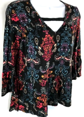 Blusa de sombra de ojos para mujer manga campana cuello en V talla pequeña usada en excelente estado A0310 Foto 1 de 4