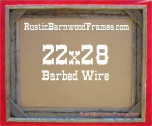 22x28" Barbed Wire rustic barnwood barn wood picture frame weathered upcycled - Picture 1 of 4