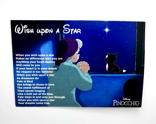 Disney Pinocchio Wish Upon A Star Lyrics Blu-Ray Promo Postcard
