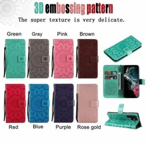 Flower Wallet Phone Case For Samsung S8 S9 S10 S20 S21 S22 A13 A52 A53 A32 - Picture 1 of 50