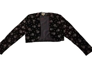 Chaqueta Bolero Vintage Icónica Años 80 Retro Espejos Terciopelo Recortado Floral Mediana  - Imagen 1 de 8