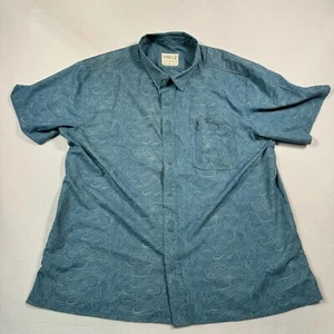 Gillz Short Sleeve Button Up Shirt Mens Size XL Blue Pattern Vented - Picture 1 of 10