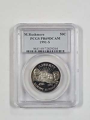1991-S PCGS PR69DCAM Mount Rushmore Silver Commemorative Proof 50C - Image 1 of 2